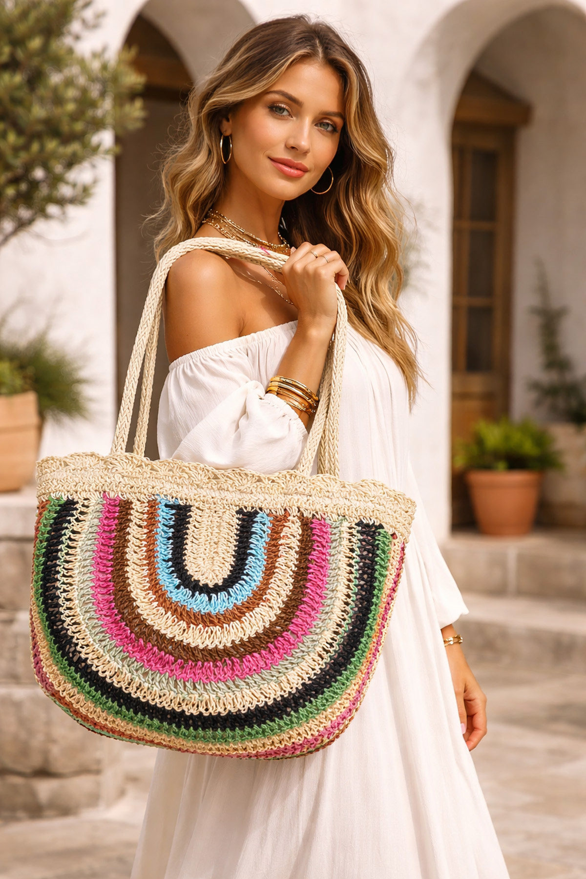 Rustic Elegance Hasır ÇantaKadın Hasır Çanta | Yazlık El Örgü Hasır Çanta Modelleri – Rustic EleganceÇantaİSTANGÜL BUTİK