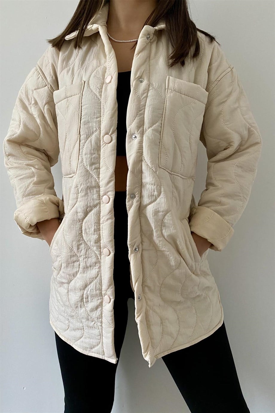 Kapitone Desen Paraşüt Kumaş Mont