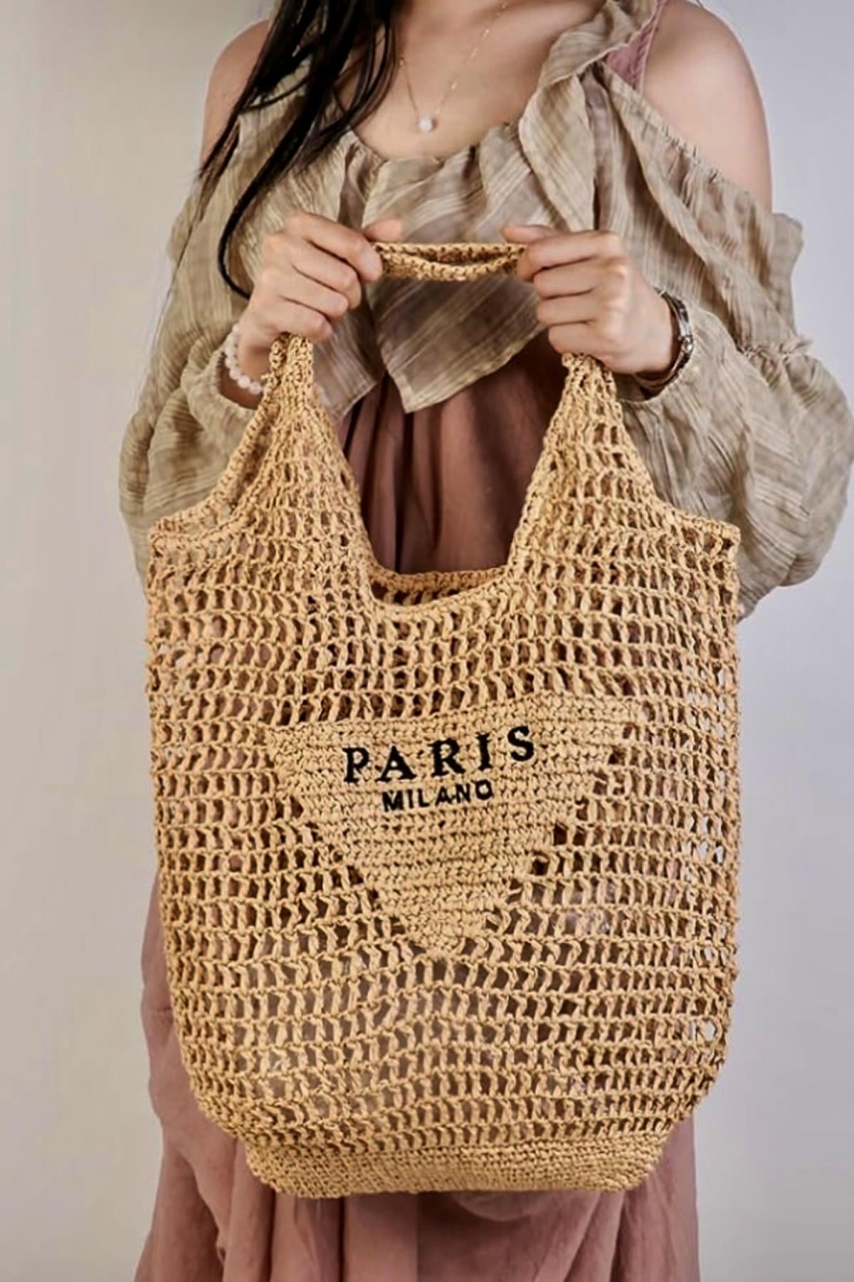 Porta di Sole XL Hasır ÇantaMilano Days Paris Breeze El Yapımı Örgü Hasır Çanta | Doğal & Şık Yaz StiliÇantaİSTANGÜL BUTİK