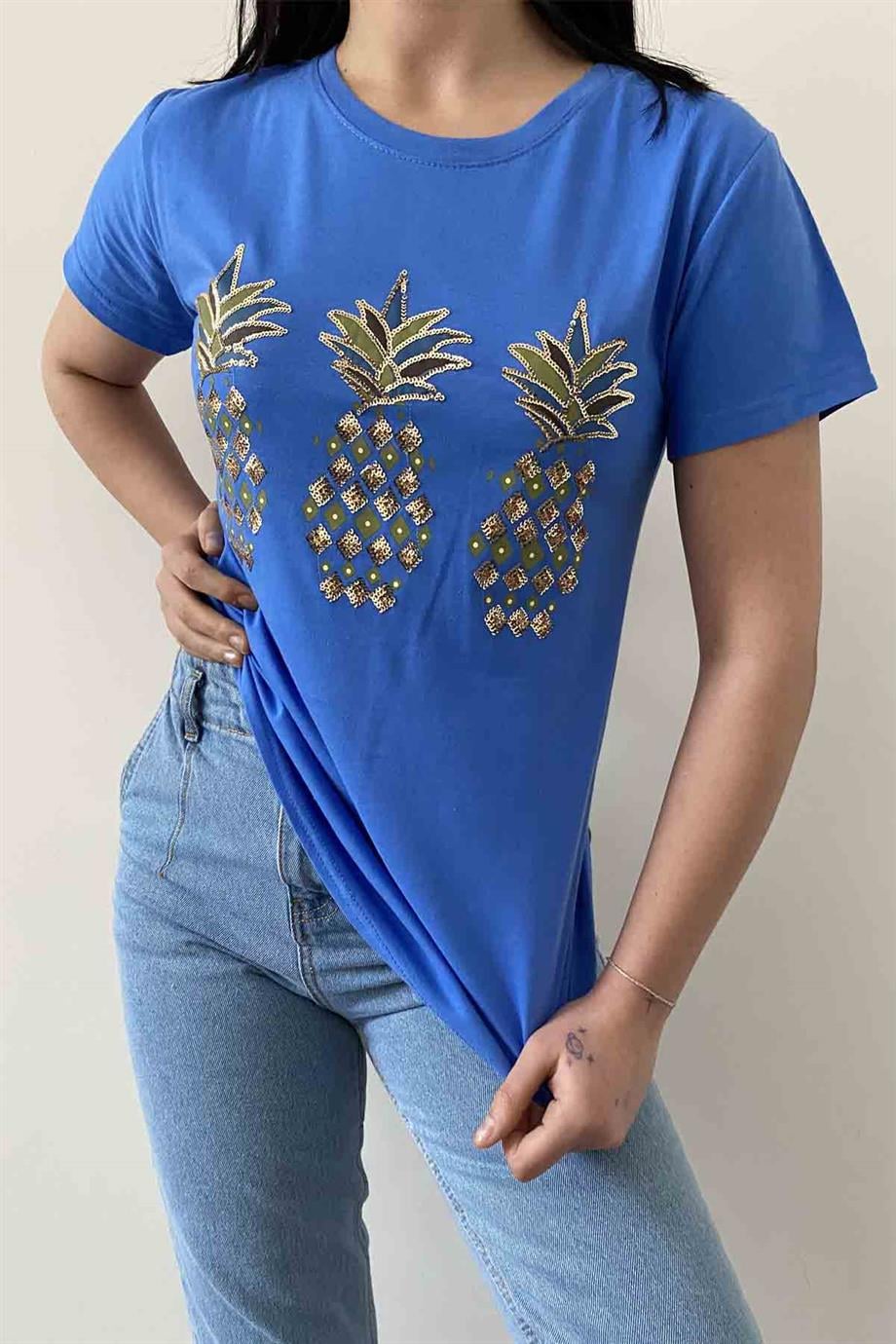 Shiny Pineapple Bisiklet Yaka Tişört