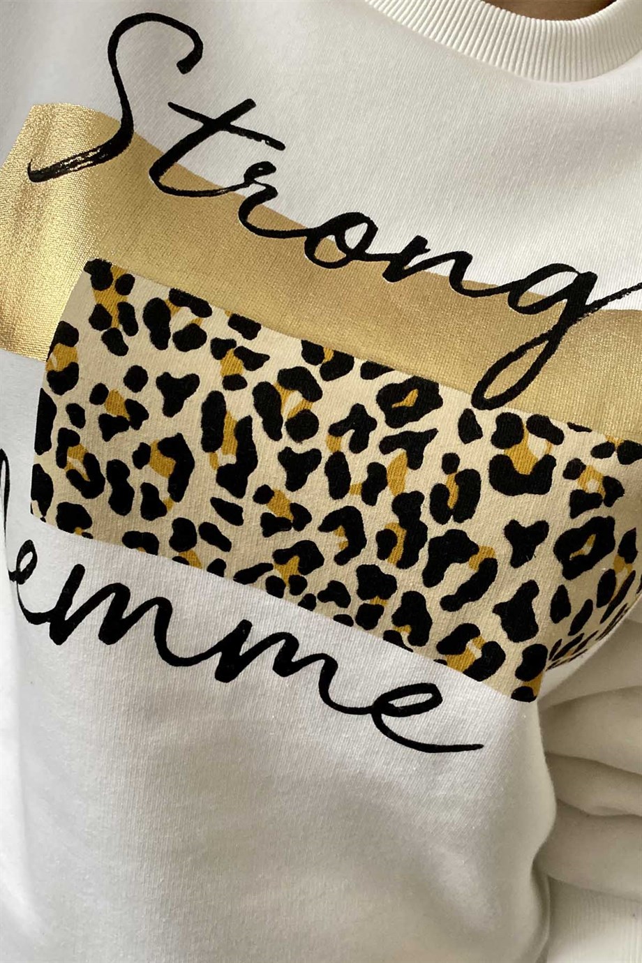 Strong Femme Leopar Desen Sweat