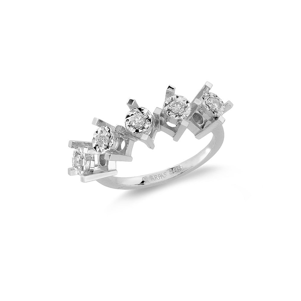 0.15 Ct Efektli Pırlanta Beştaş Yüzük