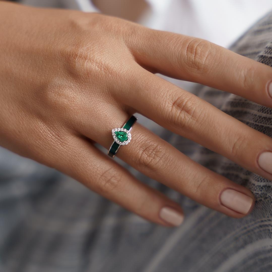 0.46 Ct Orman Özel Tasarım Zümrüt Yüzük