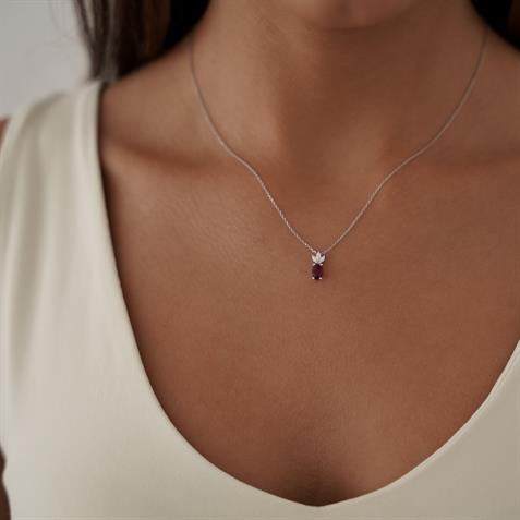 0.61 Ct Yakut Taşlı Pırlanta Kolye