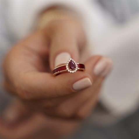 0.55 Ct Vişne Özel Tasarım Yakut Yüzük
