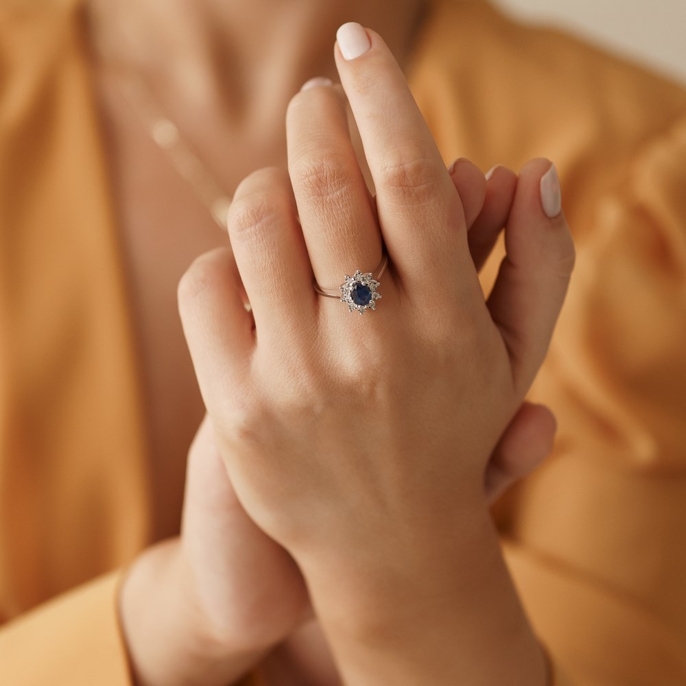 0.78 Ct Safir Taşlı Pırlanta Yüzük