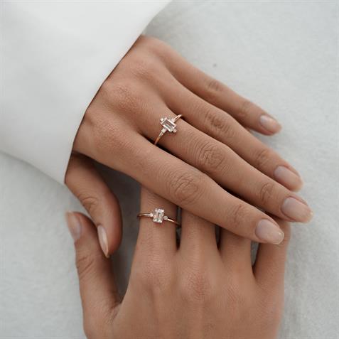 Baget Morganite Pırlanta Yüzük