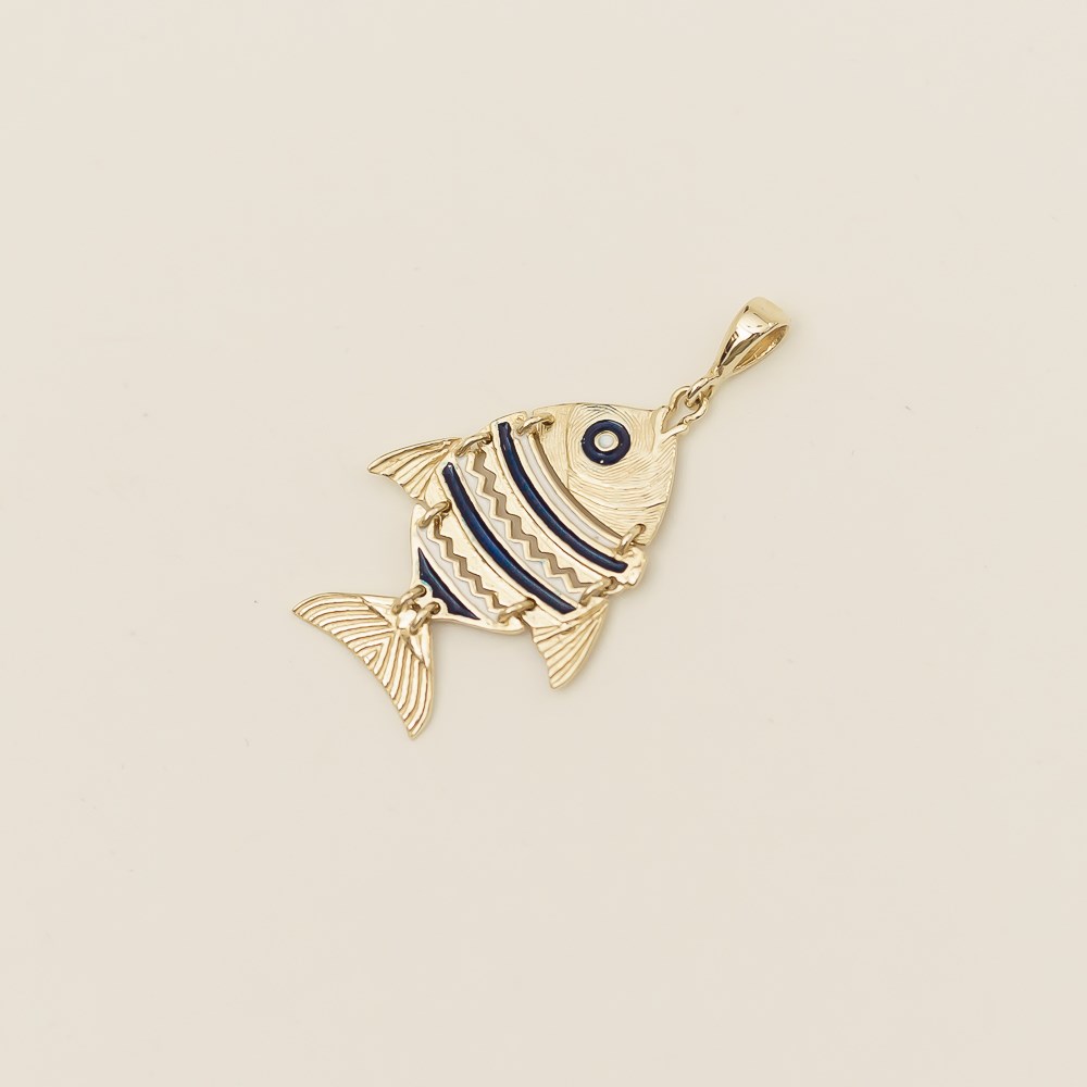 Mineli Balık Altın Kolye Ucu
