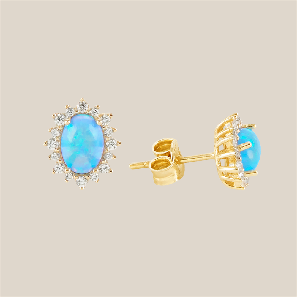 Opal Aşk Altın Küpe