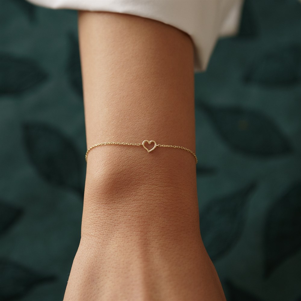 The Love Mini Tek Kalpli Altın Bileklik