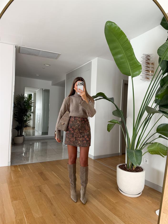  Lisa Etnik Desenli Mini Etek