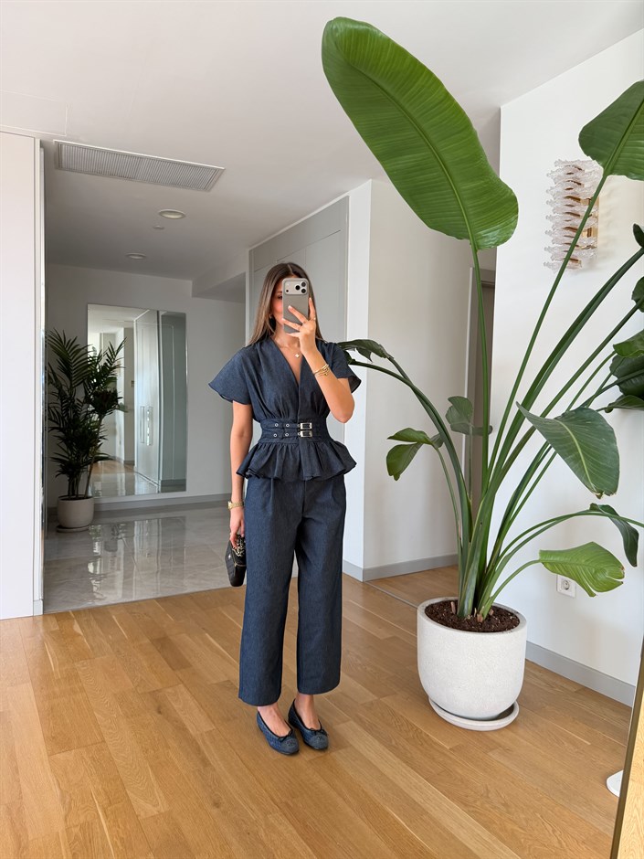  Sysaa Kemerli Bluz Pantolon - Lacivert