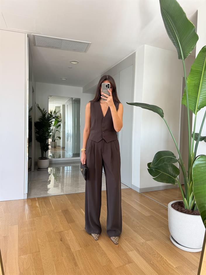 Alexis Premium Palazzo Pantolon- Acı Kahve