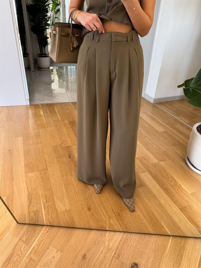 Alexis Premium Palazzo Pantolon- Haki