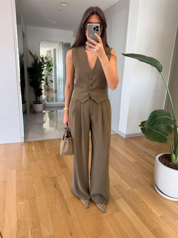Alexis Premium Palazzo Pantolon- Haki