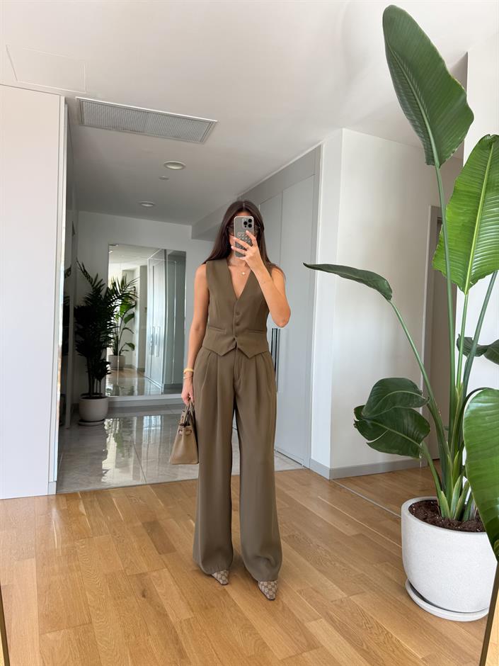 Alexis Premium Palazzo Pantolon- Haki