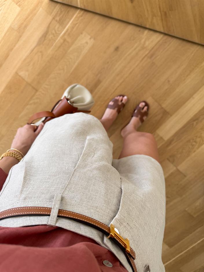 Andy Pamuk Keten Şort- Taş