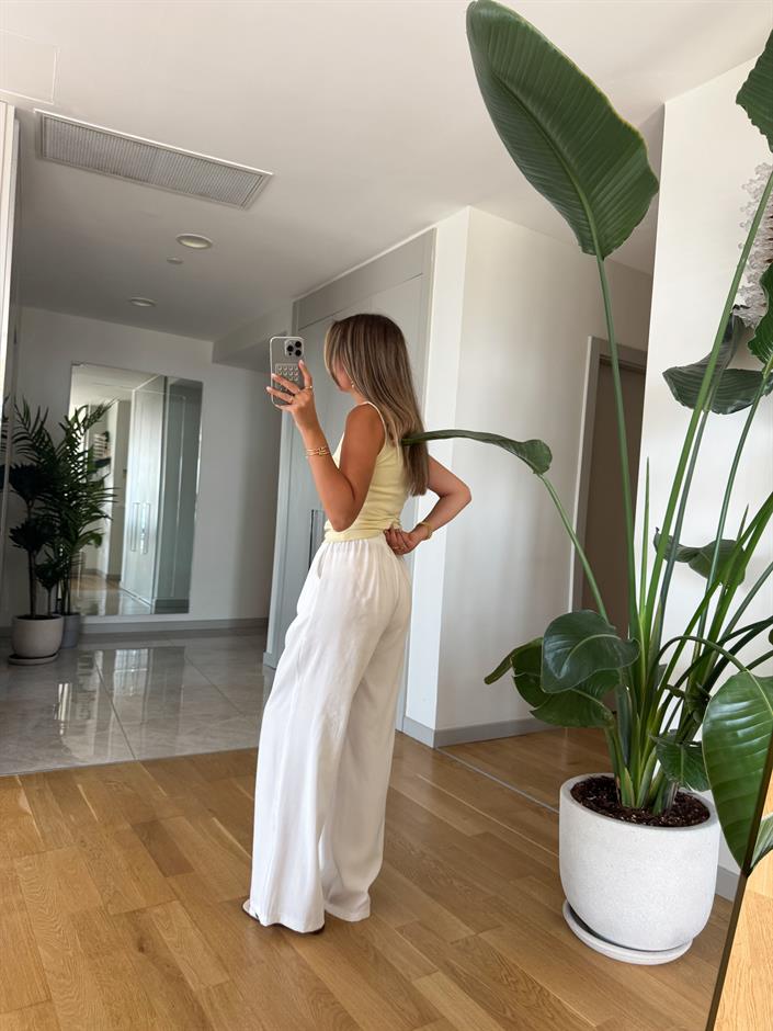 Aria Beli Lastikli Pantolon  - Ekru