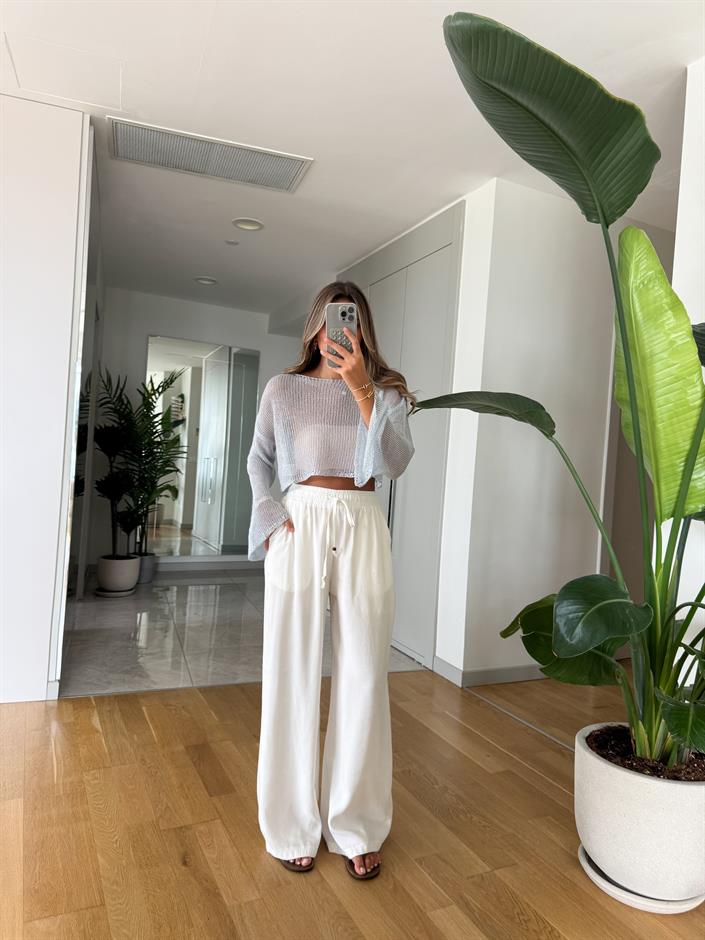 Aria Beli Lastikli Pantolon  - Ekru