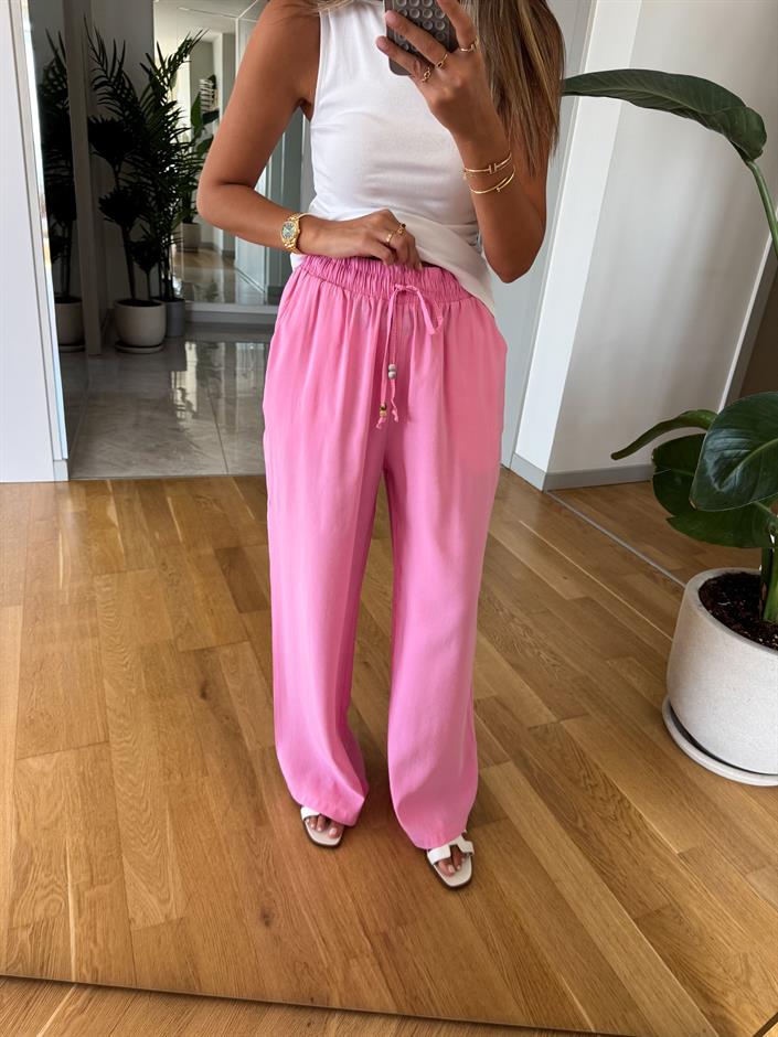 Aria Beli Lastikli Pantolon - Pembe