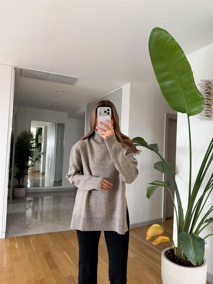 Aria Boğazlı Kazak - Vizon