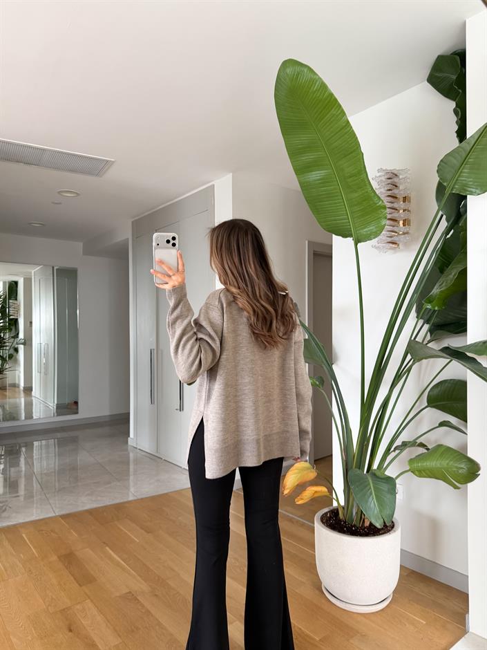 Aria Boğazlı Kazak - Vizon