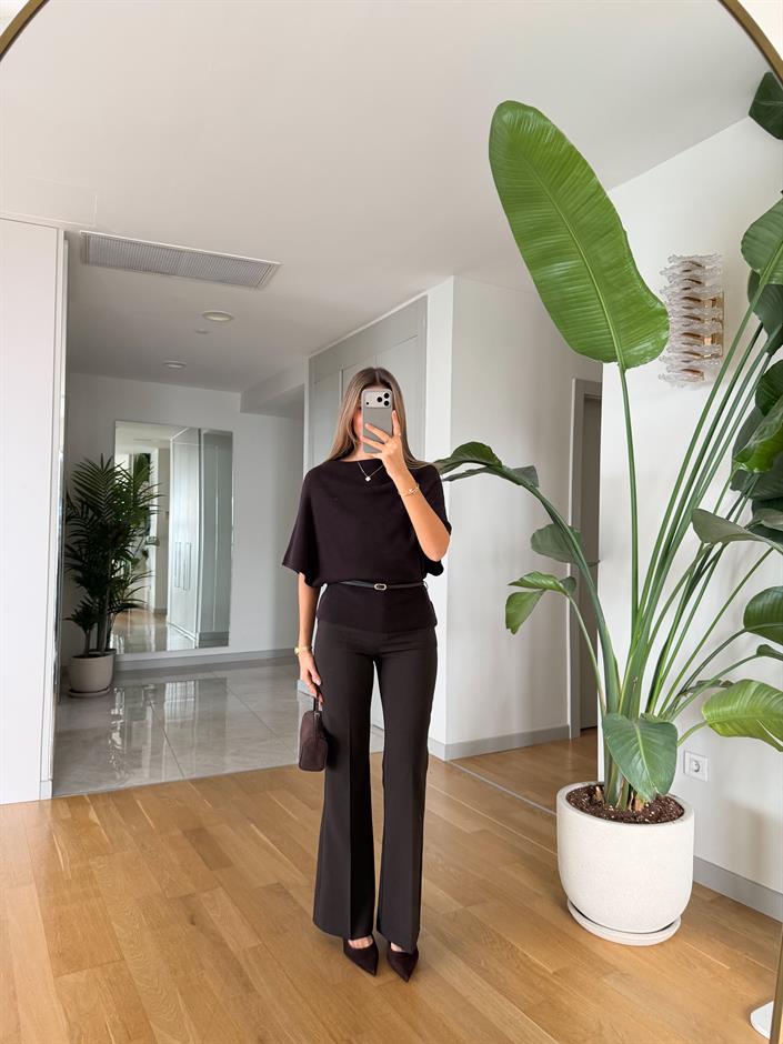 Arya İspanyol Paça Kumaş Pantolon - Acı Kahve