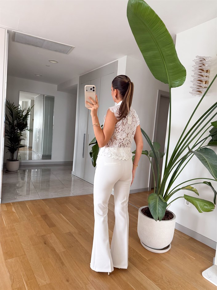 Arya İspanyol Paça Kumaş Pantolon - Ekru