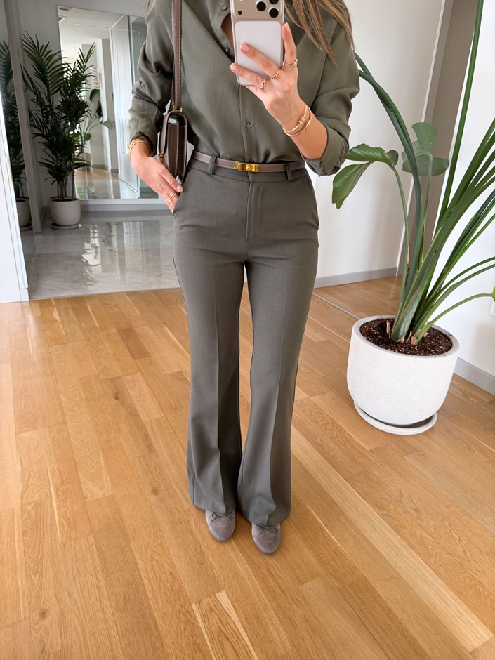 Arya İspanyol Paça Kumaş Pantolon - Haki