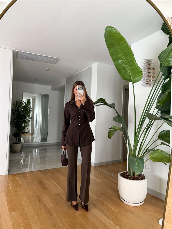 Arya İspanyol Paça Kumaş Pantolon - Kahve