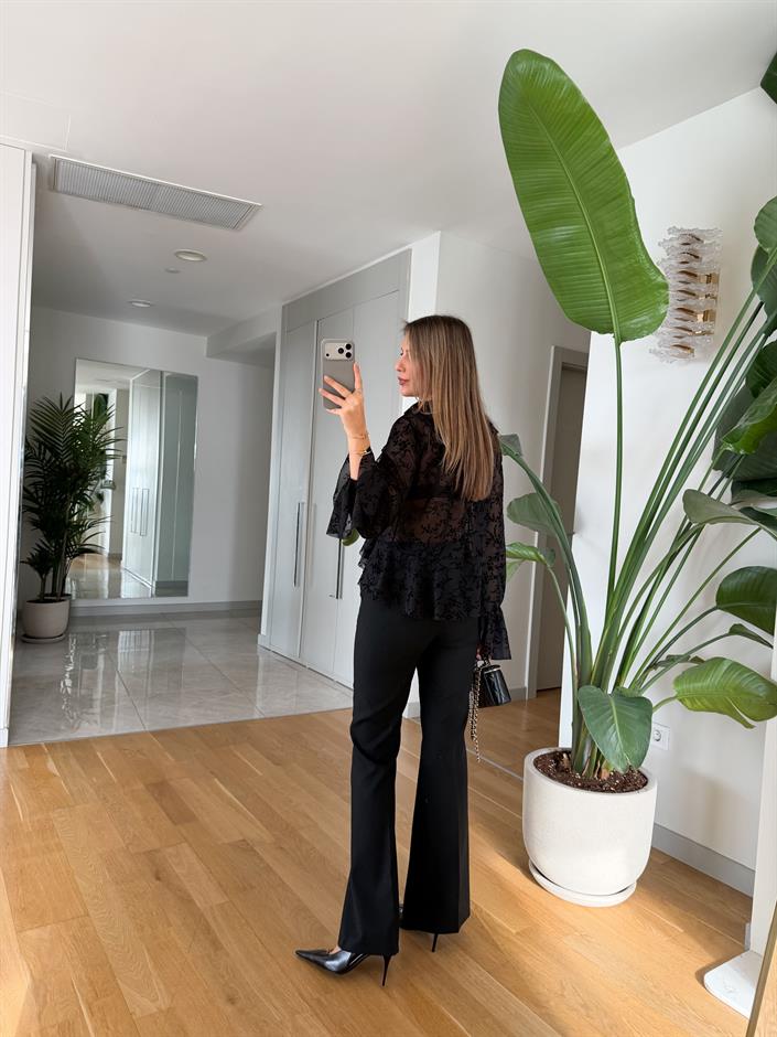 Arya İspanyol Paça Kumaş Pantolon - Siyah