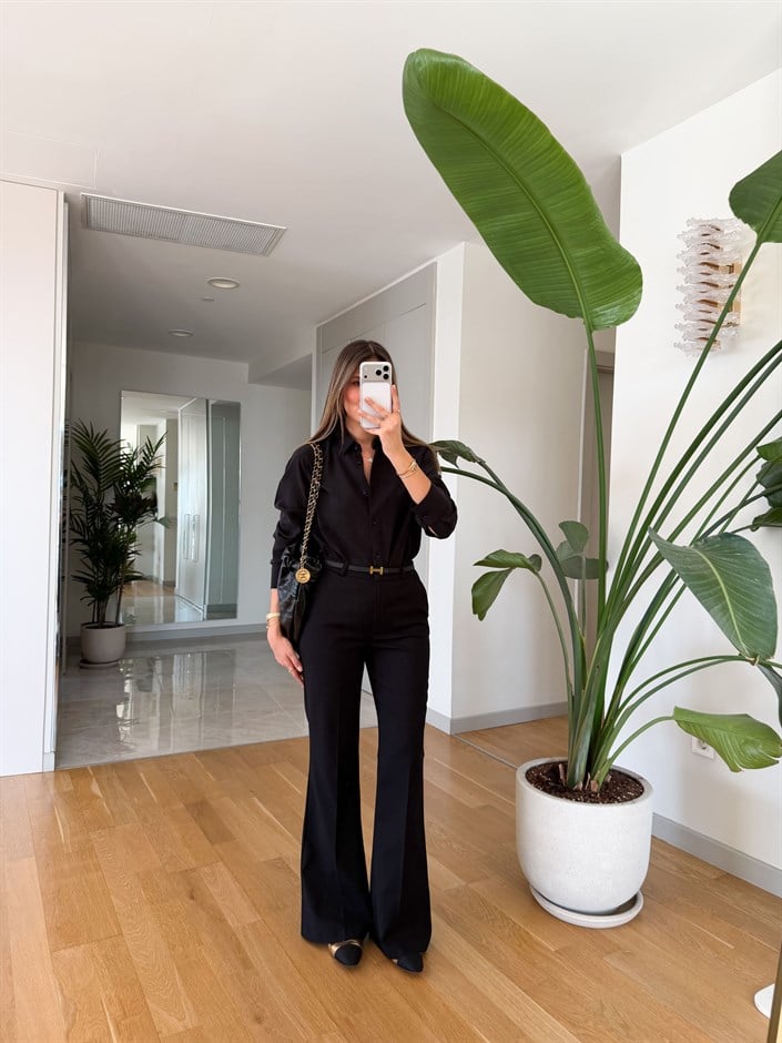 Arya İspanyol Paça Kumaş Pantolon - Siyah