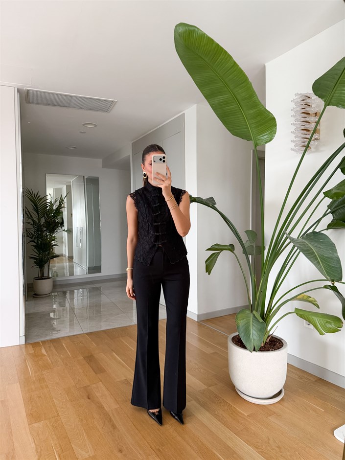 Arya İspanyol Paça Kumaş Pantolon - Siyah