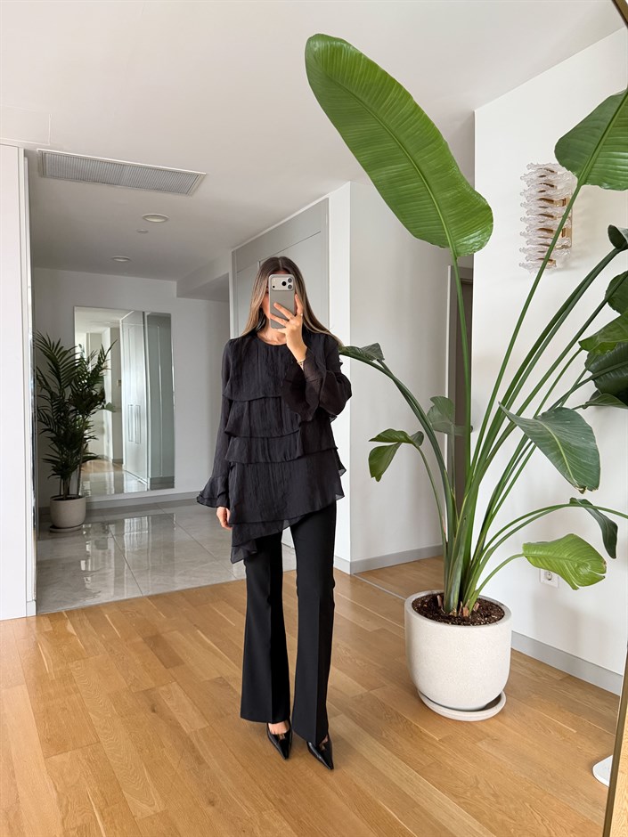 Arya İspanyol Paça Kumaş Pantolon - Siyah