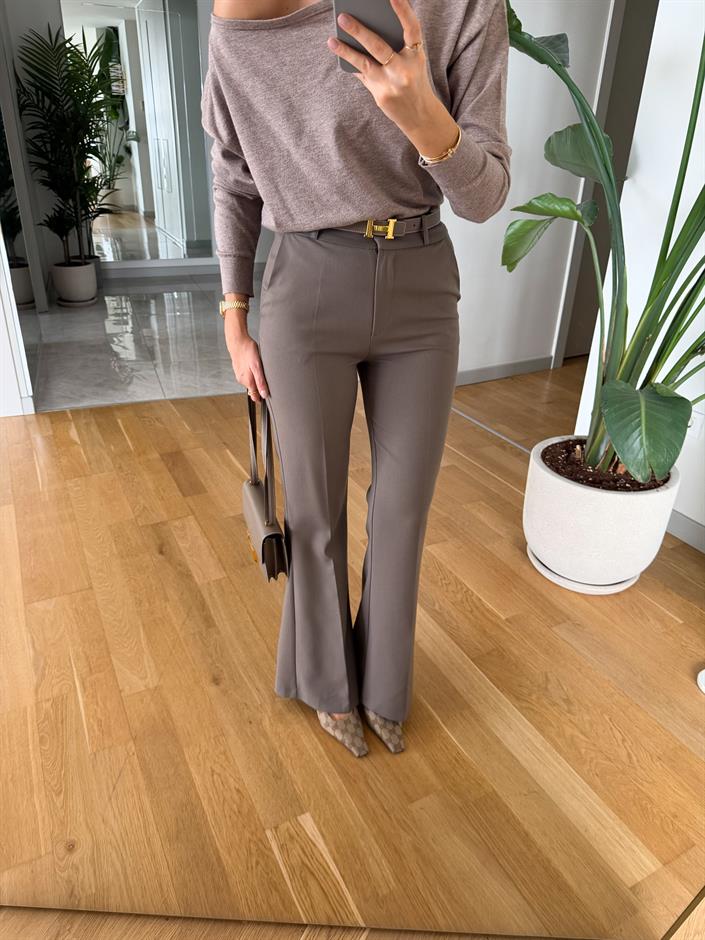 Arya İspanyol Paça Kumaş Pantolon - Vizon