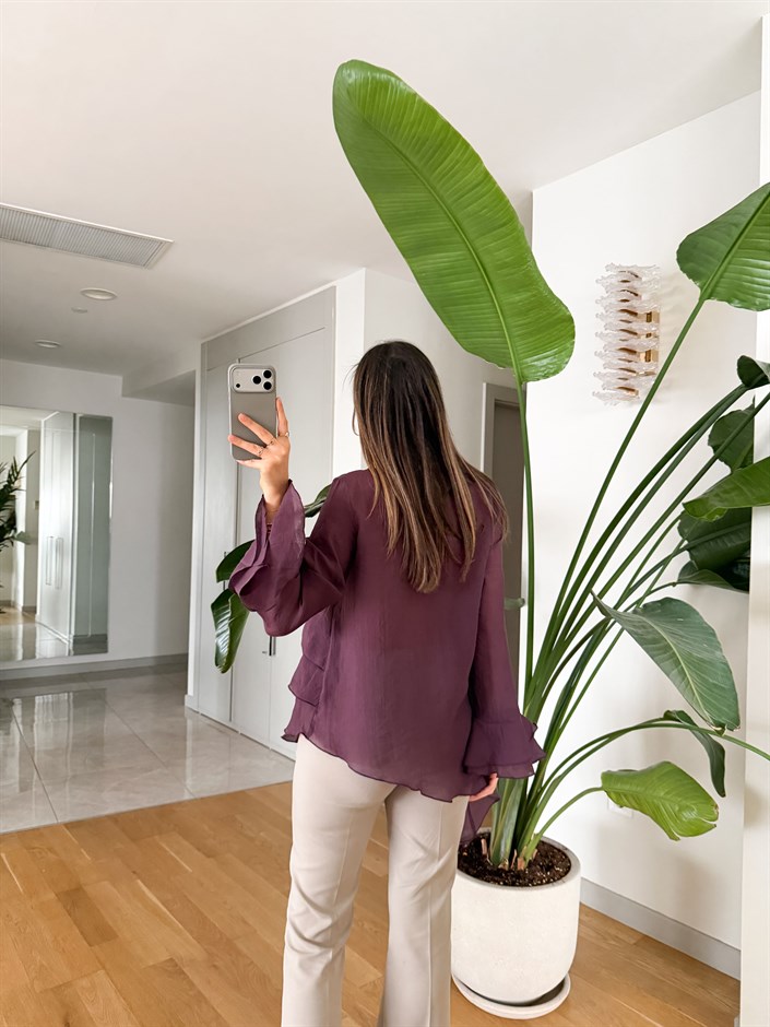 Asimetrik Kat Kat Bluz - Mürdüm 