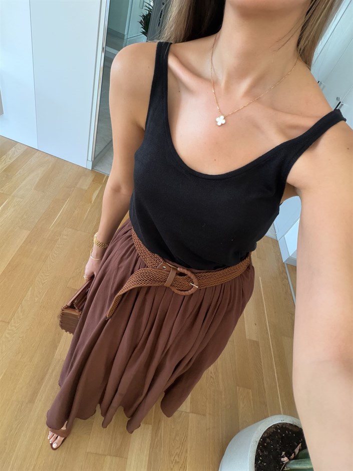 Askılı Triko Atlet - Siyah