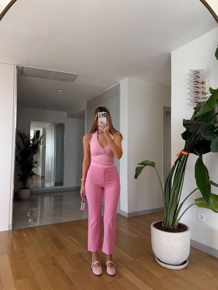 Aveline Flare Kesim Pantolon - Pembe