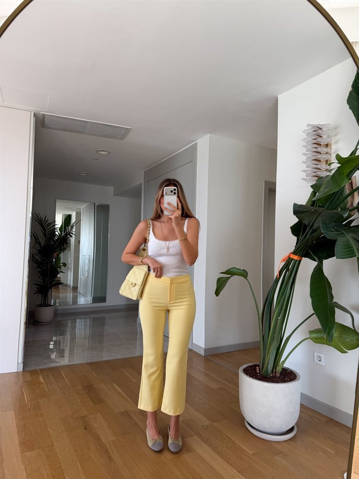 Aveline Flare Kesim Pantolon - Sarı