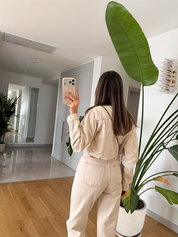 Banshee  Crop Ceket - Krem