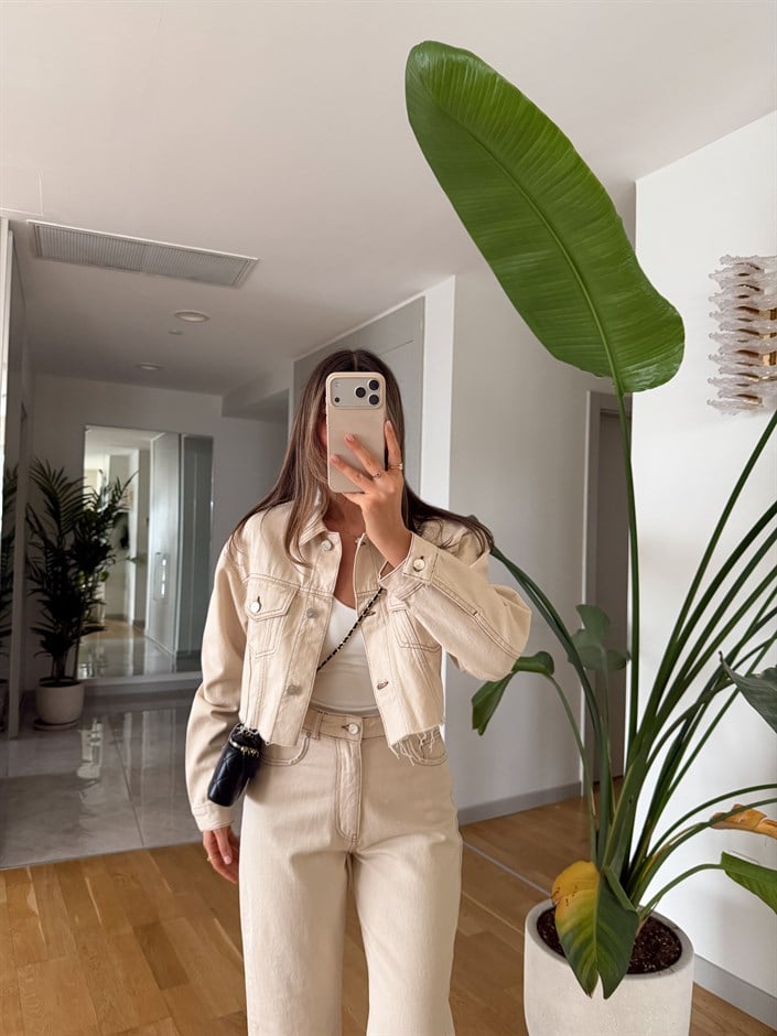 Banshee  Crop Ceket - Krem