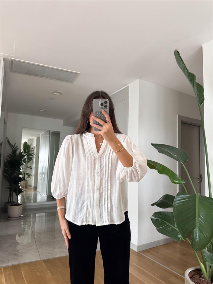 Beyaz Dilvin Bohem Gömlek