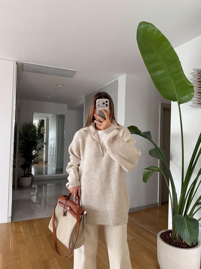 Bisso Fermuarlı Salaş Kazak - Taş