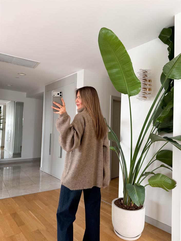 Bisso Fermuarlı Salaş Kazak - Vizon