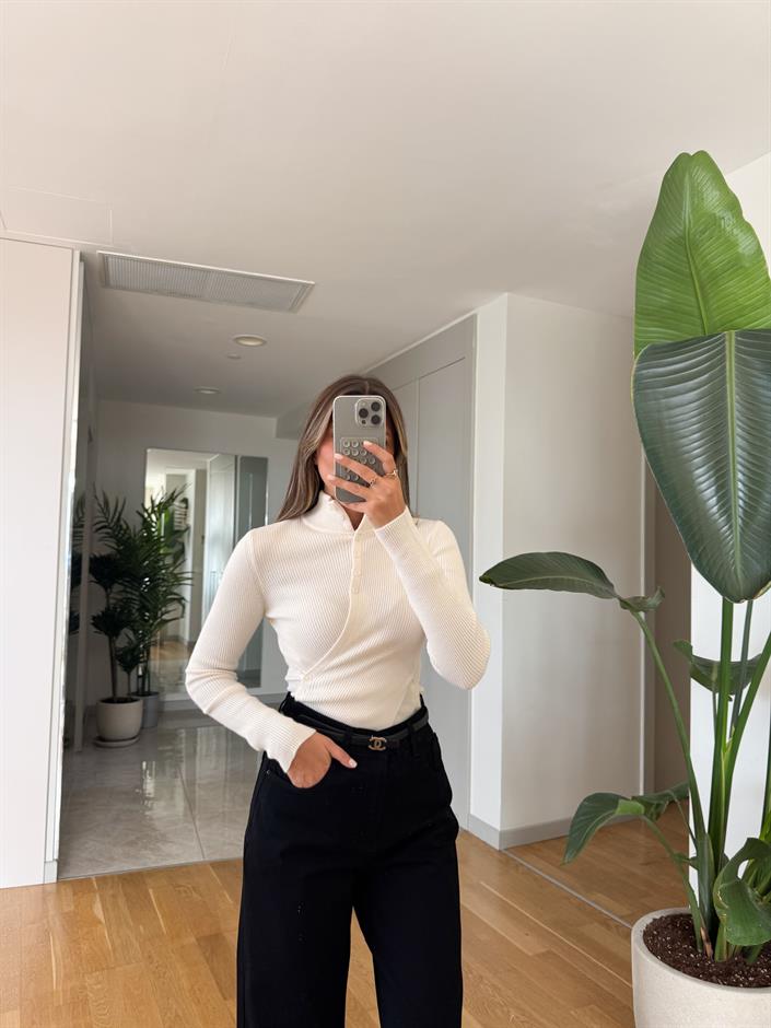 Bloom Düğme Detaylı Triko - Ekru