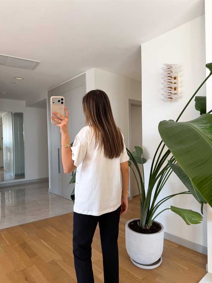 Bloss Taş Çakımlı Tişört - Beyaz