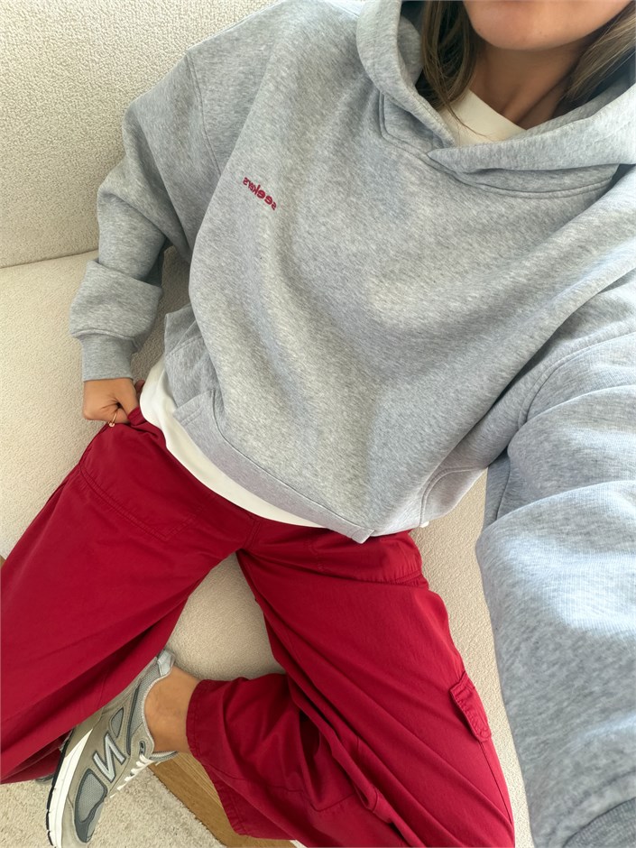 Boho Sırt Baskılı Sweatshirt - Gri