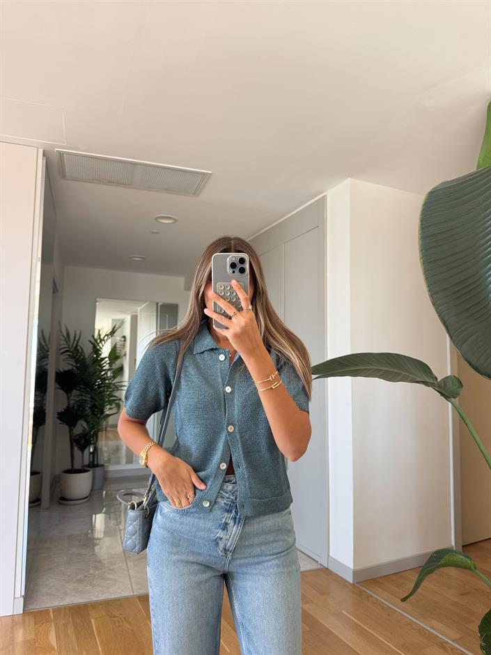 Bonita Kısa Kollu Düğmeli Triko