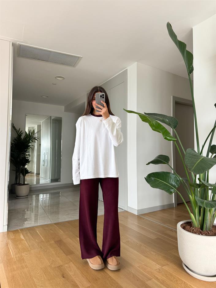 Bordo Triko Pantolon