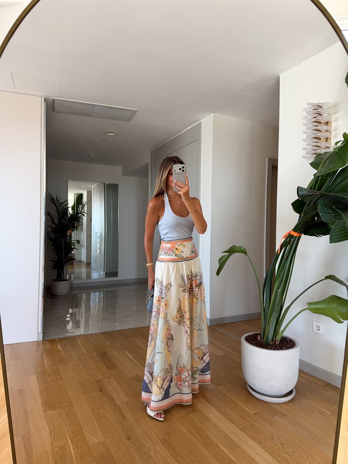 Brisa Çiçek Desenli Maxi Etek 